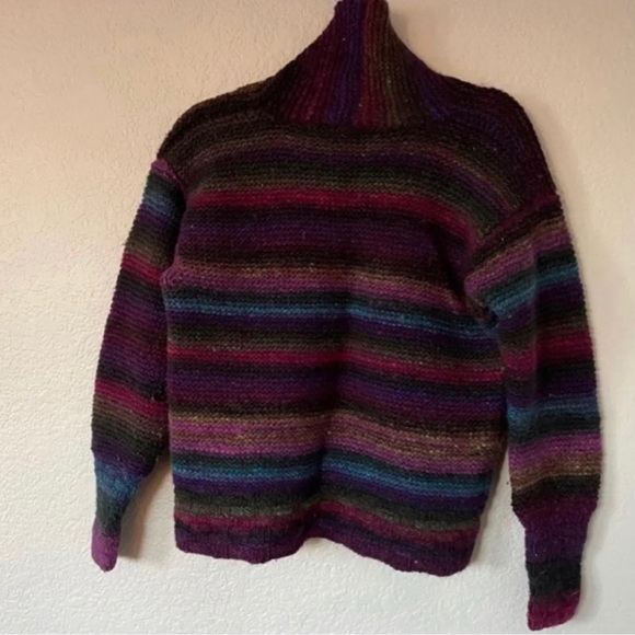 Vintage Hand Knit Multicolored Toggle Cardigan - Picture 3 of 3